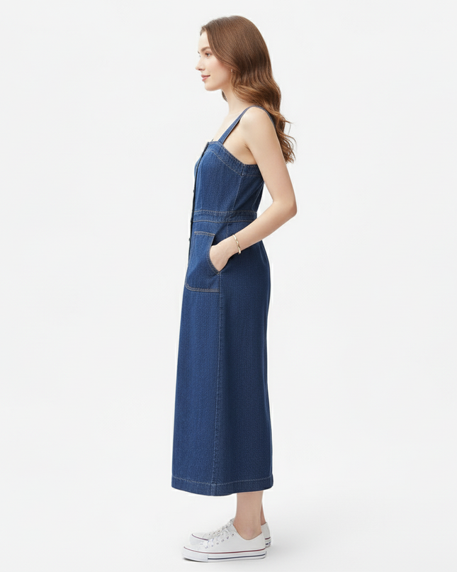 Robe salopette en jean vintage femme