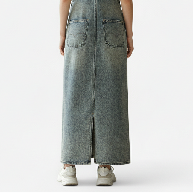 Robe salopette jean longue