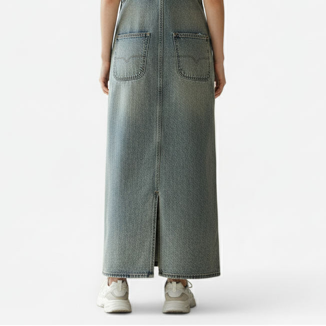 Robe salopette jean longue