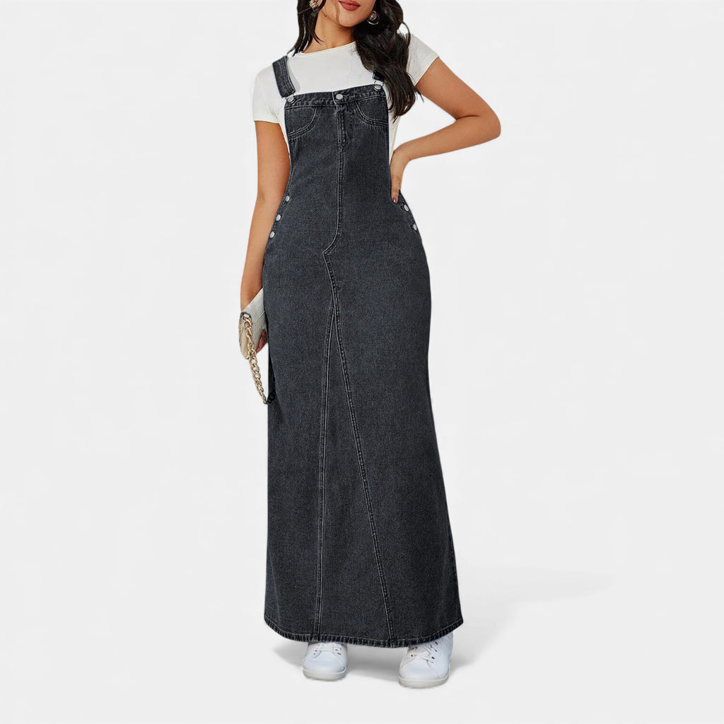 Robe en jean noir avec bretelles réglables