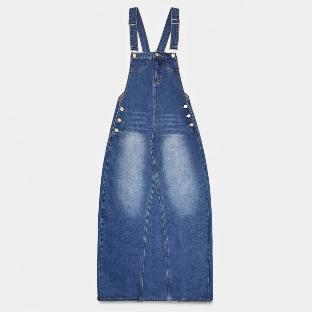 Robe en jean bleu avec bretelles réglables