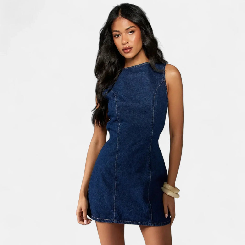 Robe en jean col bateau