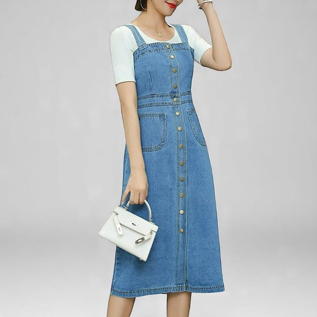 Robe Salopette en Jean Style Coréen