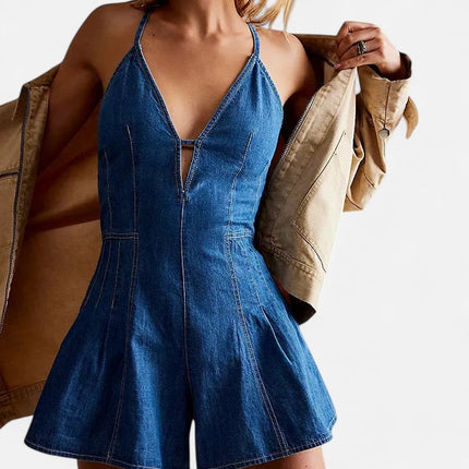 Combinaison short en jean femme