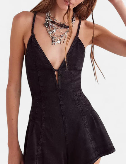 Combishort en jean noir