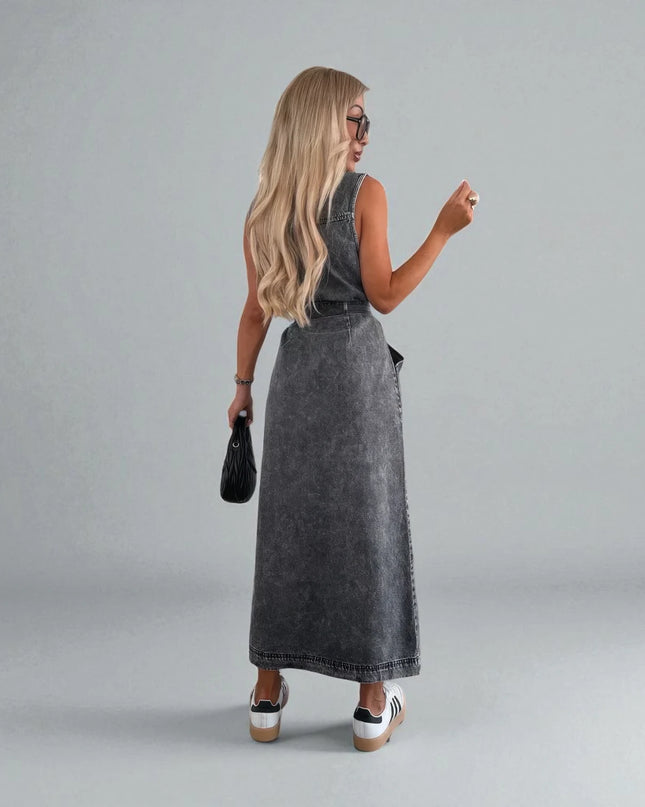 Robe en Denim Gris