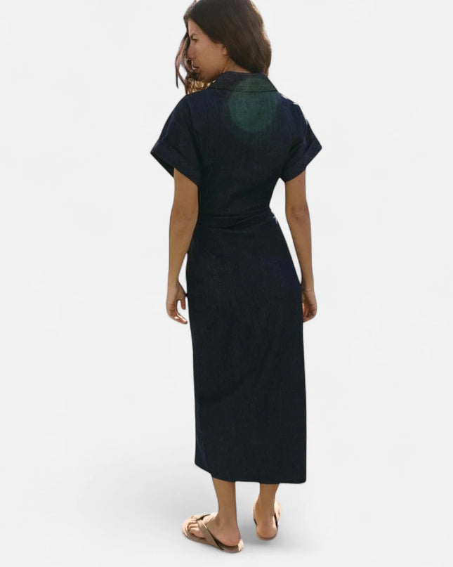 Longue robe en jean femme