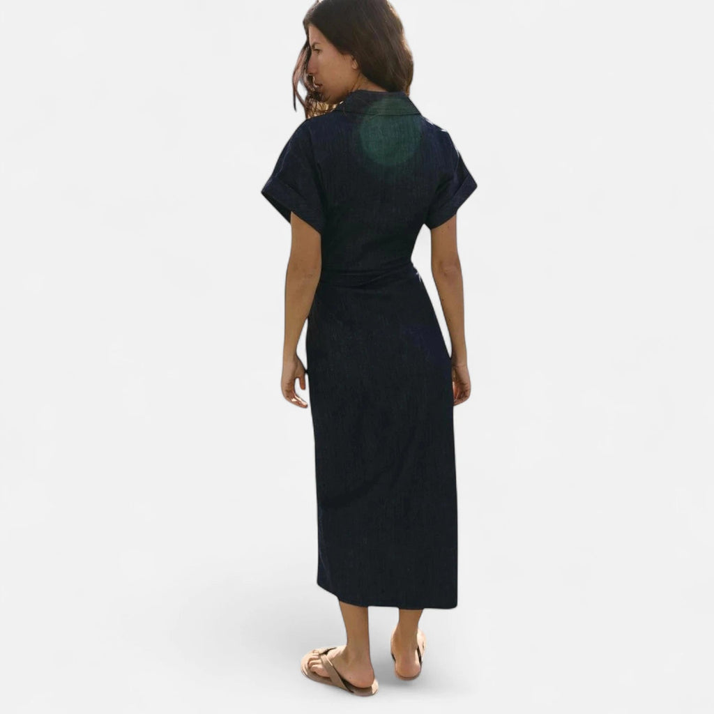 Longue robe en jean femme