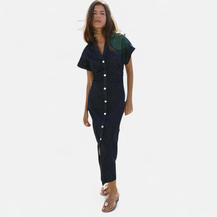 Longue robe en jean femme