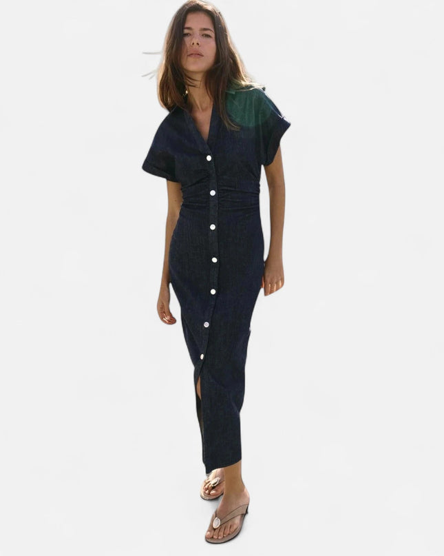 Longue robe en jean femme