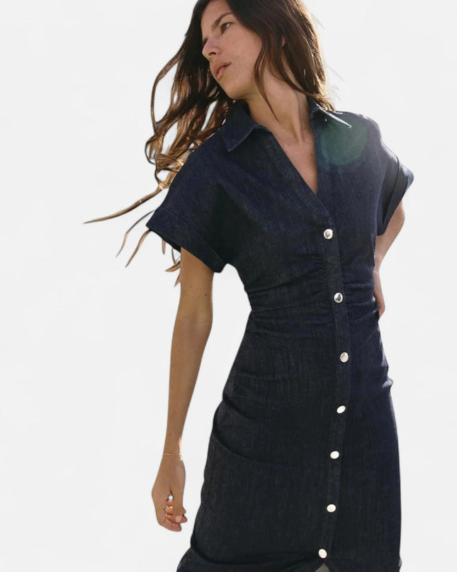 Longue robe en jean femme