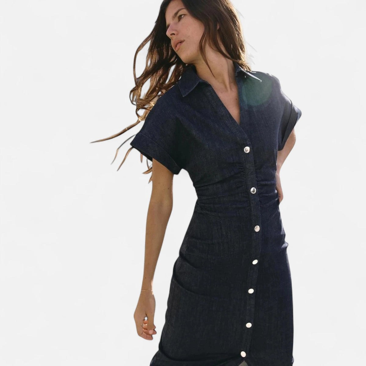 Longue robe en jean femme