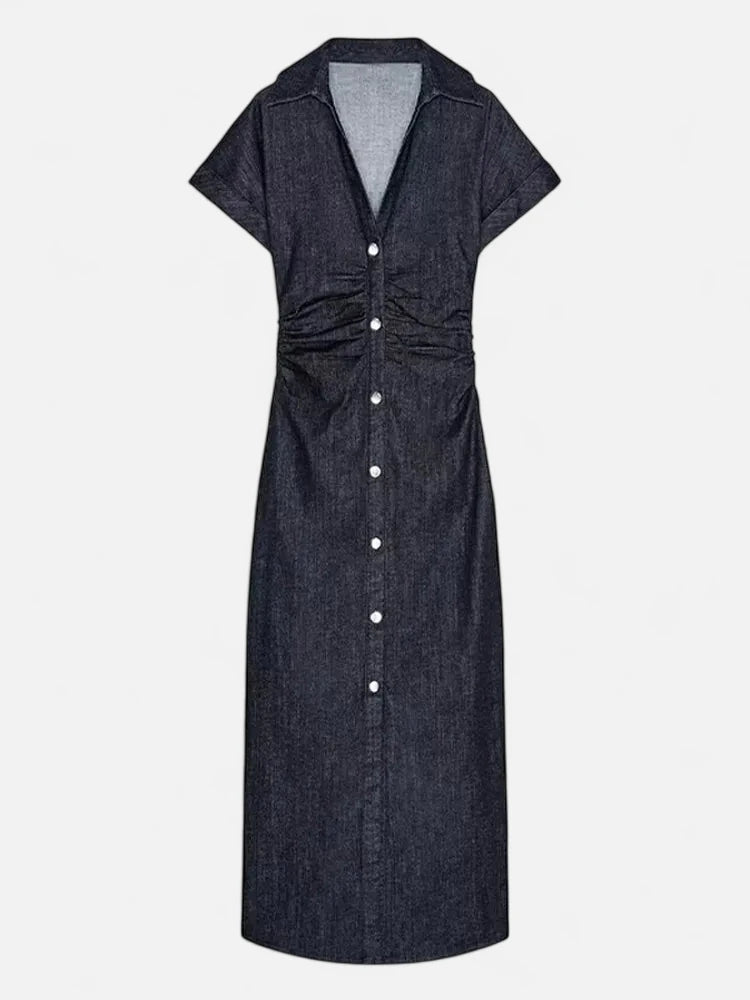 Longue robe en jean femme