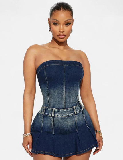 Robe bustier denim patineuse