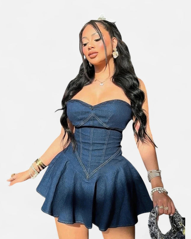 Robe en jean bustier sculptante