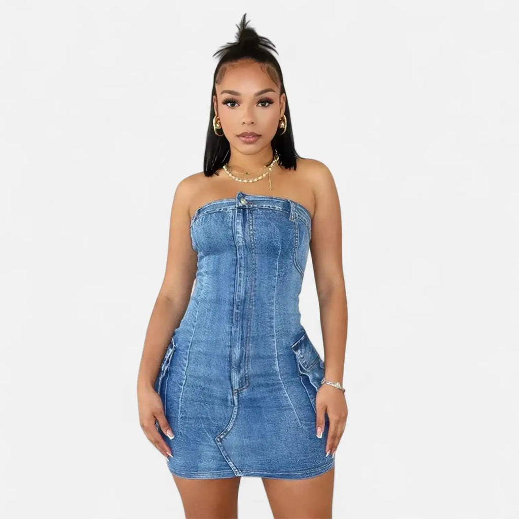 Robe bustier en jean moulante