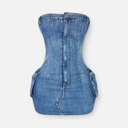 Robe bustier en jean moulante