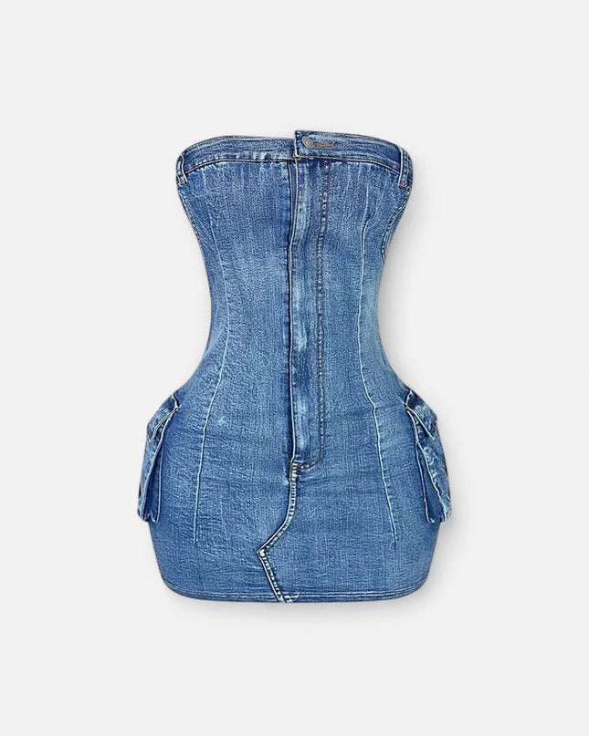 Robe bustier en jean moulante