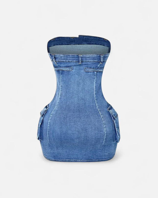 Robe bustier en jean moulante