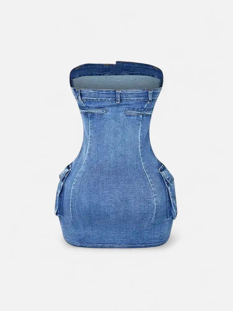 Robe bustier en jean moulante
