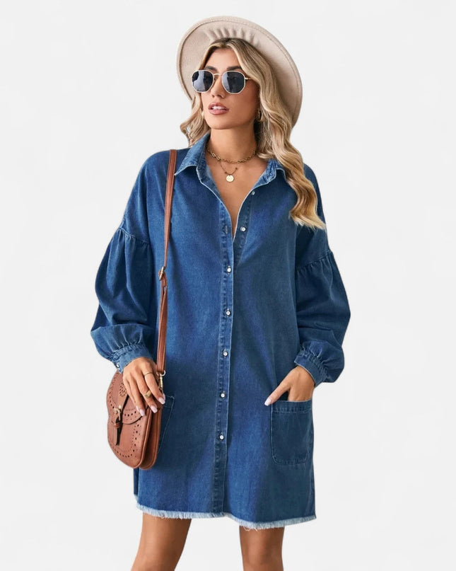 Robe chemise courte en jean