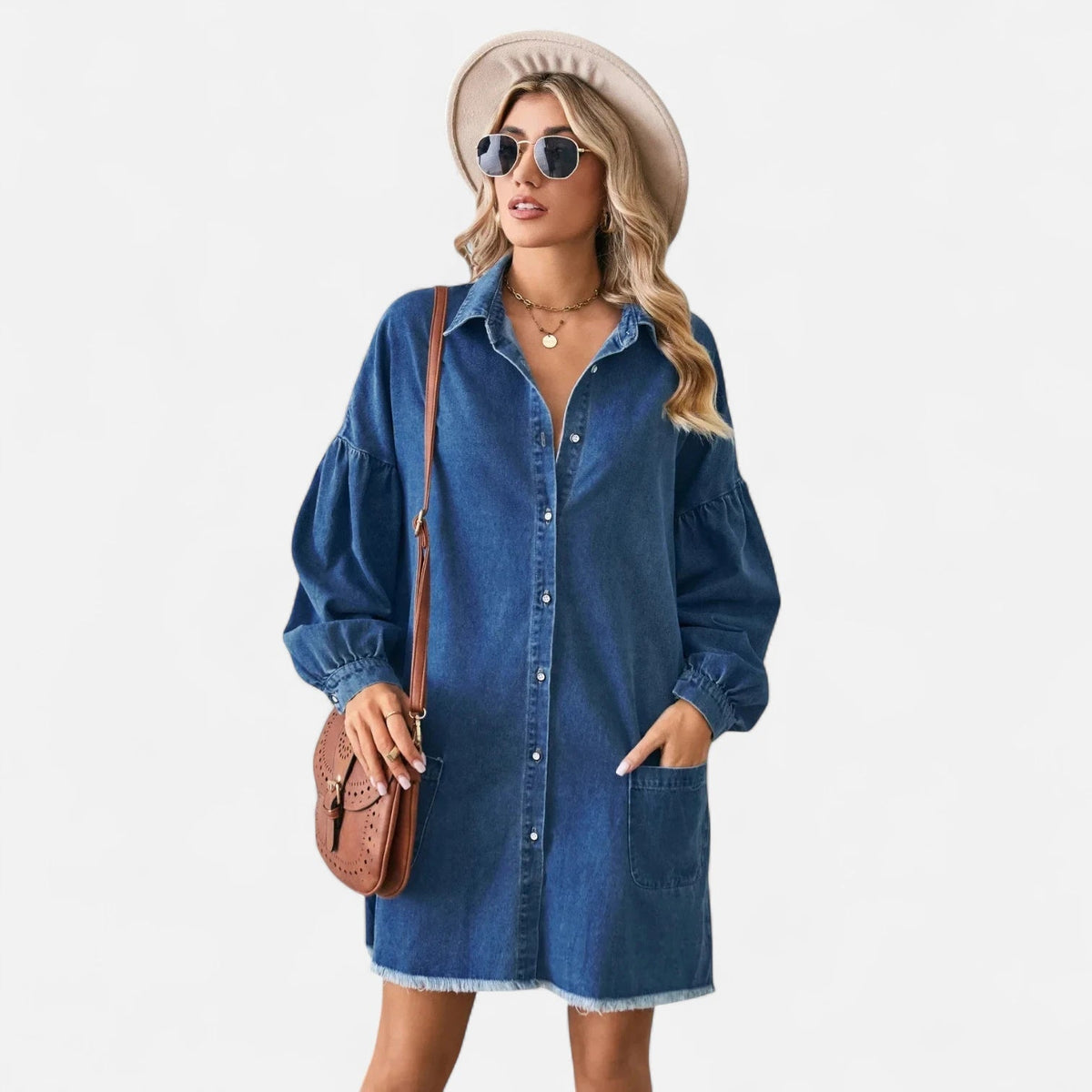 Robe chemise courte en jean