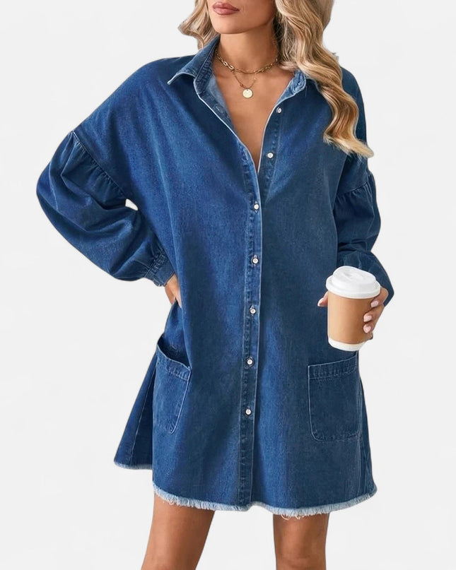 Robe chemise courte en jean