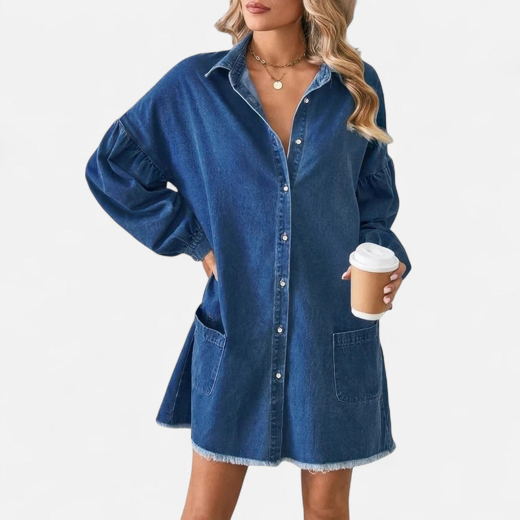 Robe chemise courte en jean