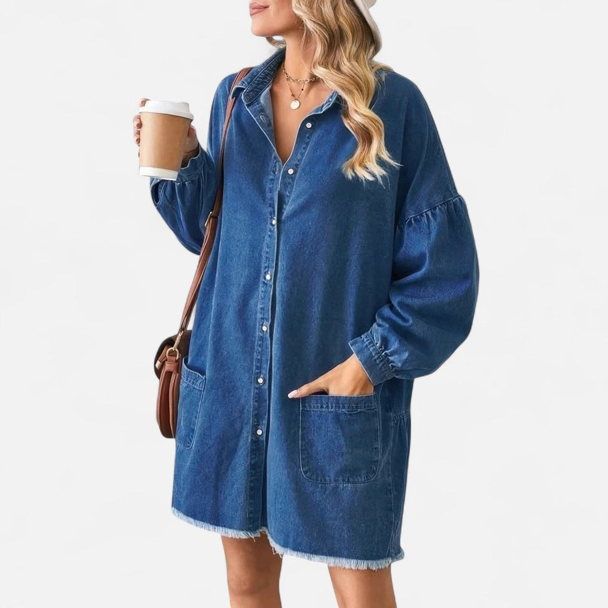 Robe chemise courte en jean