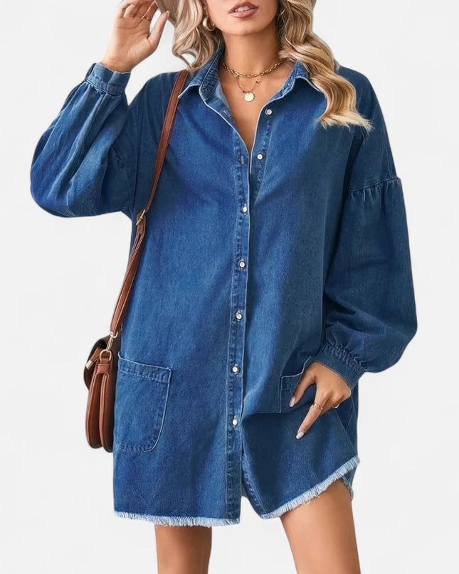 Robe chemise courte en jean
