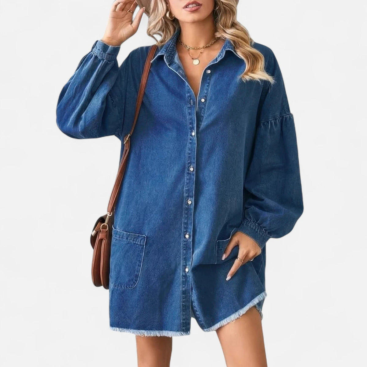 Robe chemise courte en jean