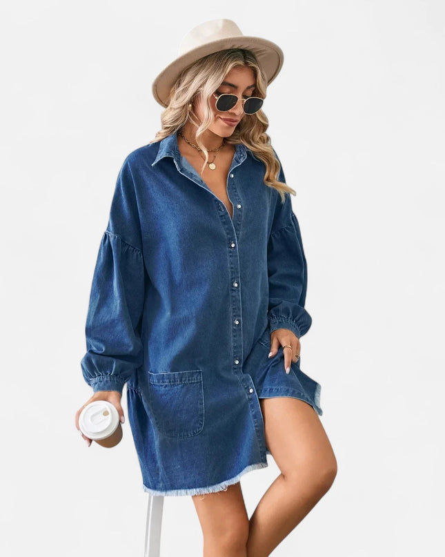 Robe chemise courte en jean