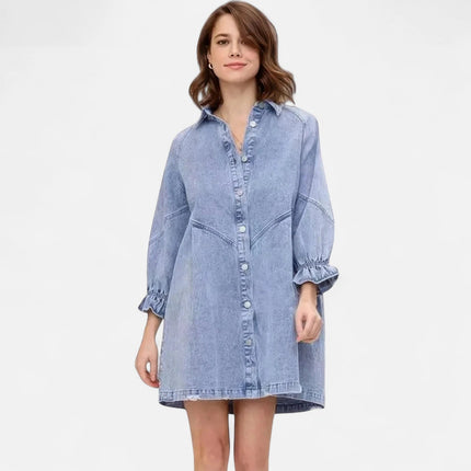 Robe chemise denim femme