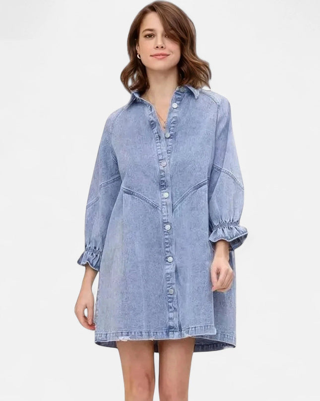 Robe chemise denim femme