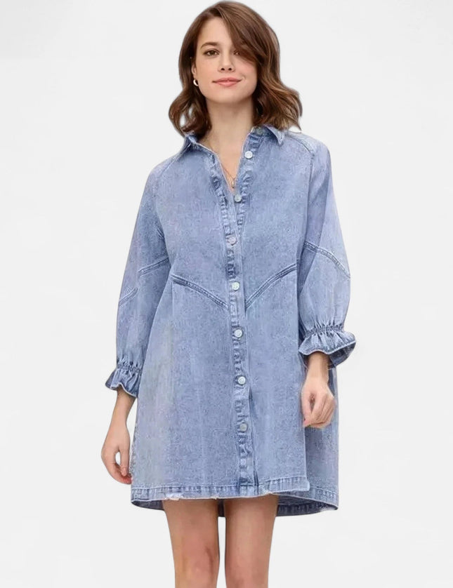 Robe chemise denim femme