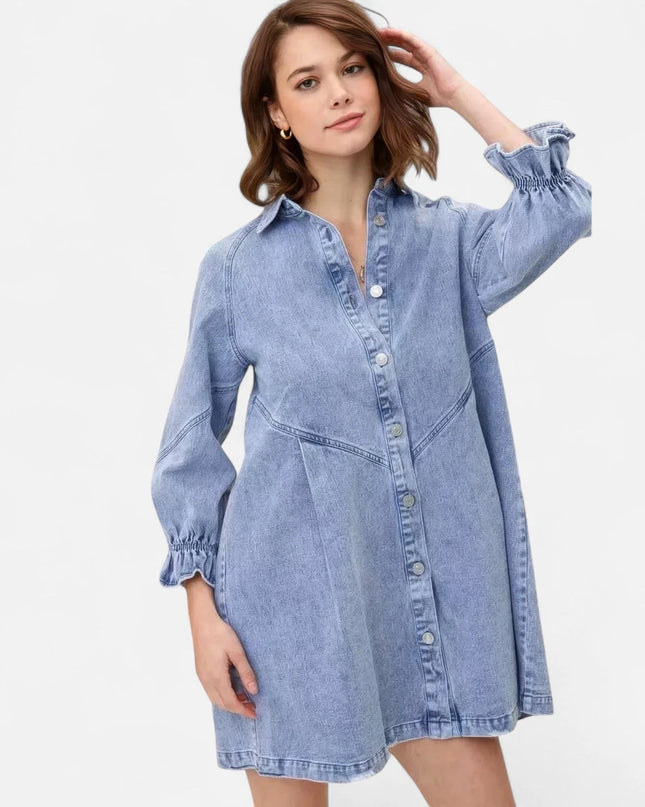 Robe chemise denim femme