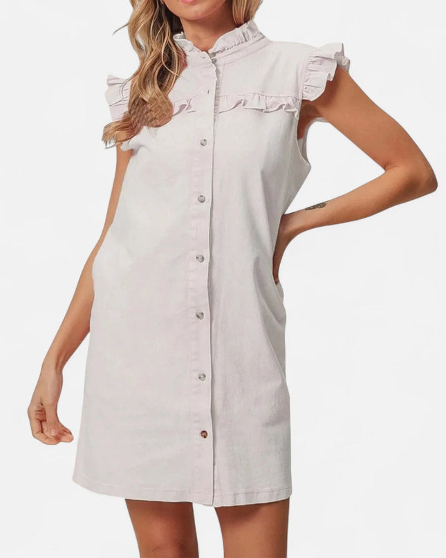 Robe chemise en denim blanc