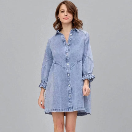 Robe chemise denim femme
