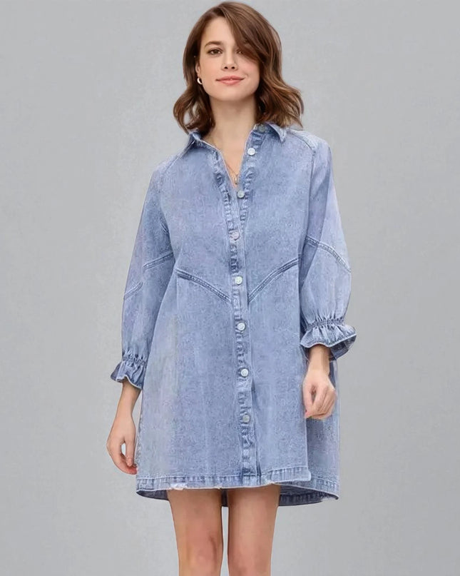 Robe chemise denim femme