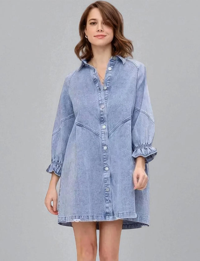 Robe chemise denim femme