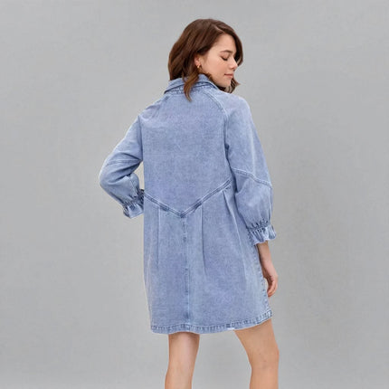 Robe chemise denim femme