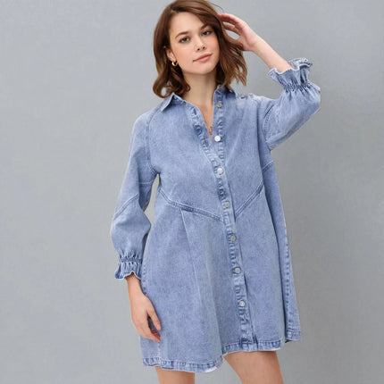 Robe chemise denim femme