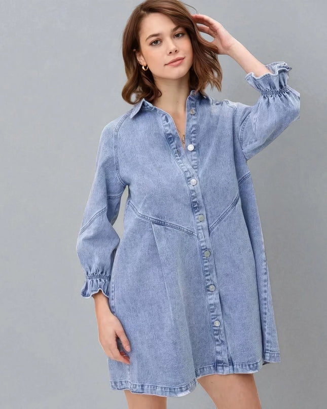 Robe chemise denim femme