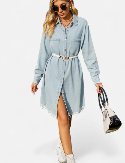 Robe chemise en jean mi-longue
