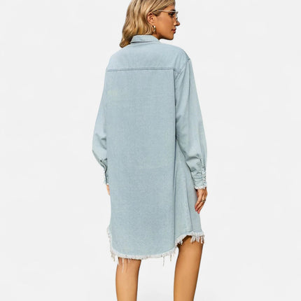 Robe chemise en jean mi-longue