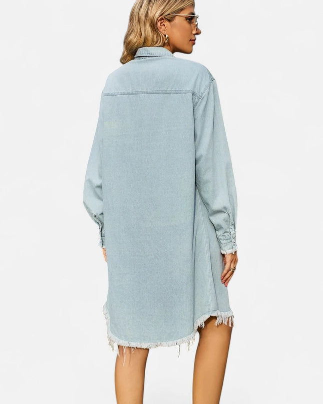 Robe chemise en jean mi-longue
