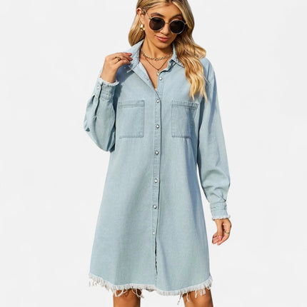 Robe chemise en jean mi-longue
