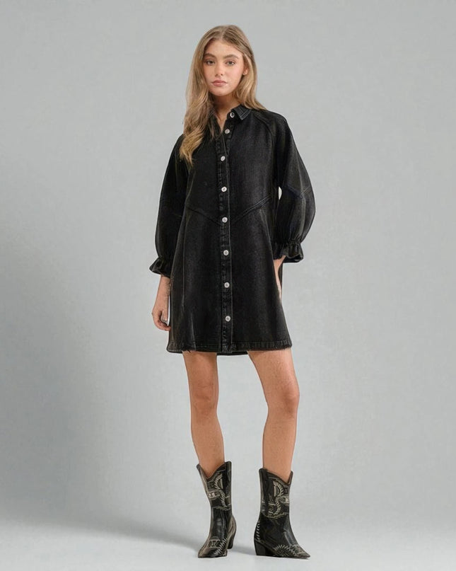 Robe Chemise Jean Noir