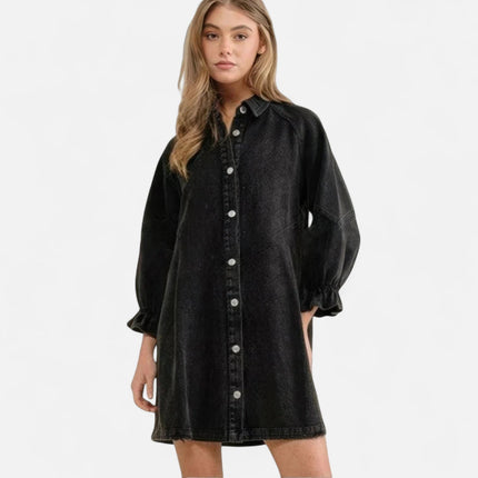 Robe chemise jean noir