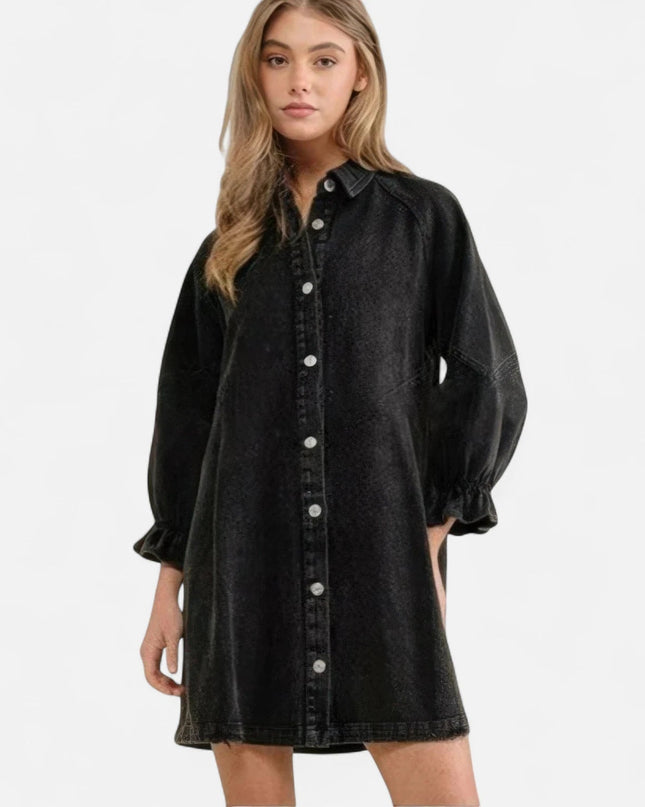 Robe chemise jean noir